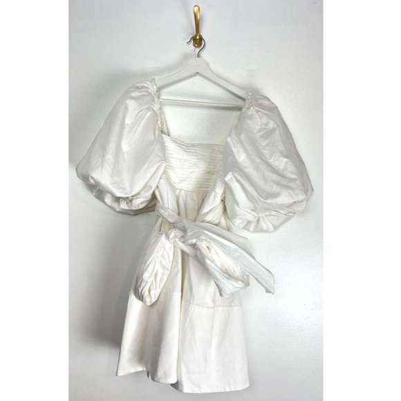 AJE Casabianca Puff Sleeve Cotton Minidress in Ivory 6 US / 10 AU - Picture 5 of 16